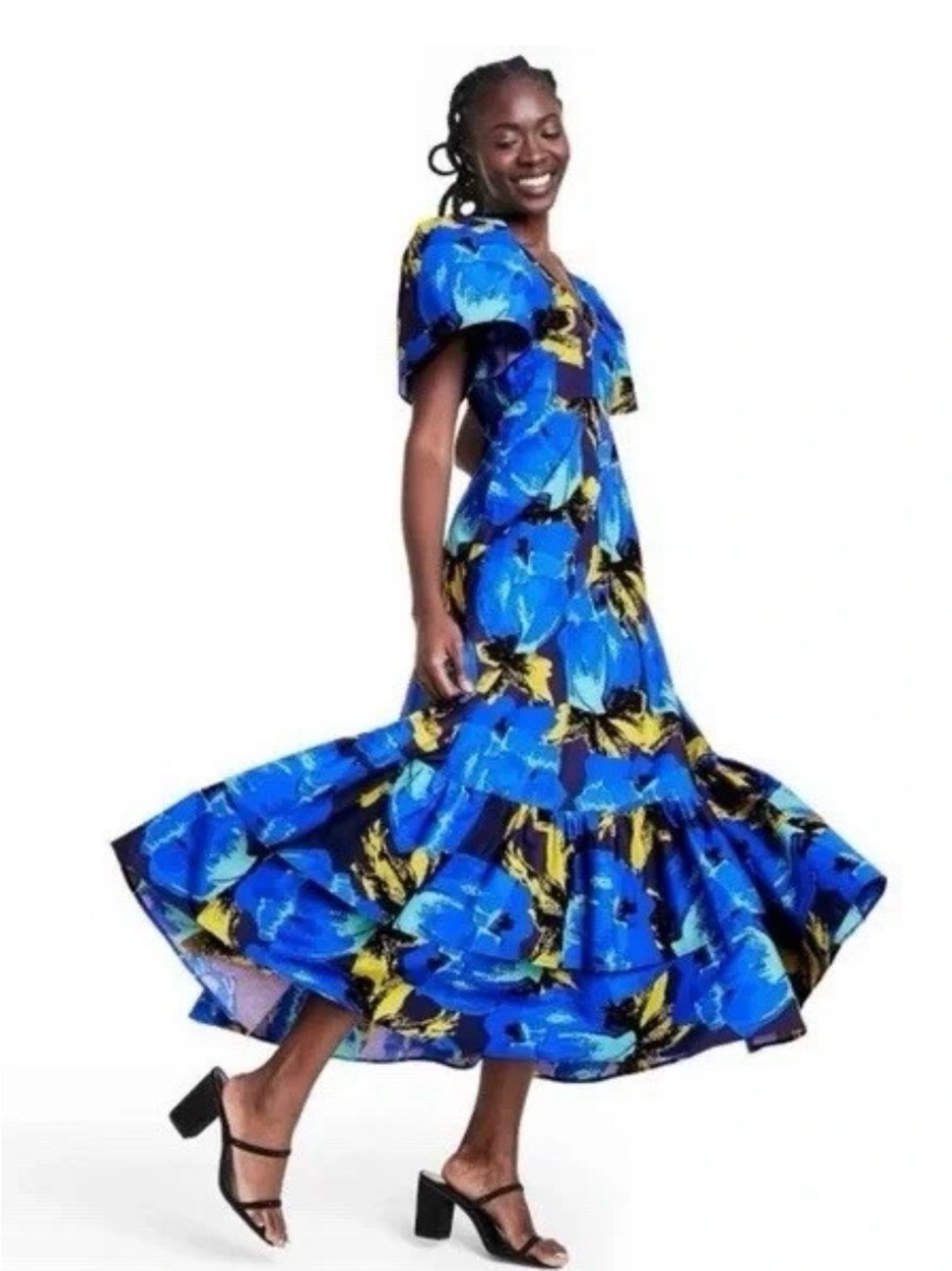 NWT Christopher John Rogers x Target Blue Floral Maxi Dress w/ Pockets, 10
